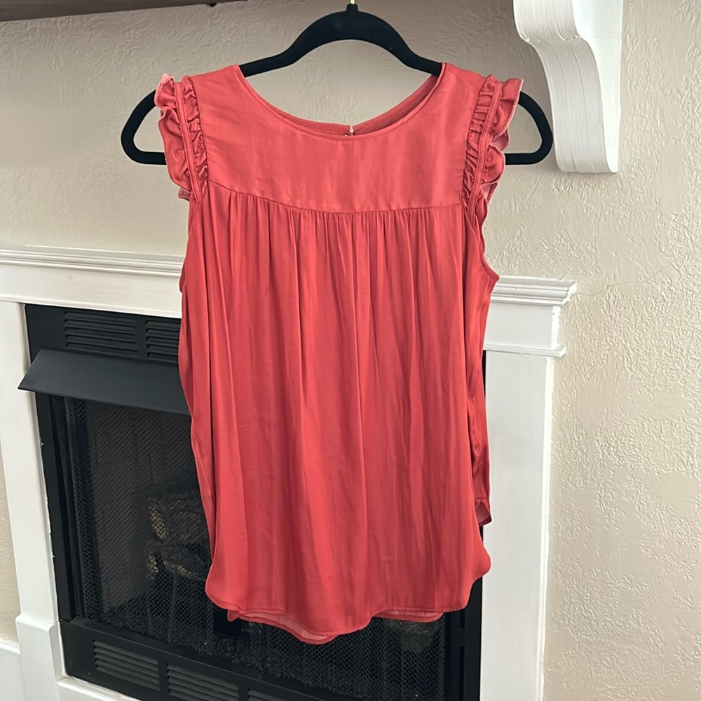 Loft Petite burnt orange sleeveless blouse
